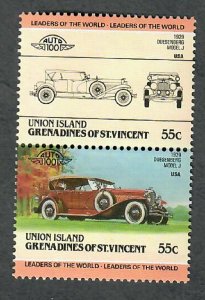 St. Vincent Grenadines - Union Island #147 Cars MNH attached pair