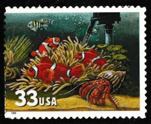 US 3320 Aquarium Fish Common Clownfish Red Hermit Crab 33c single MNH 1999