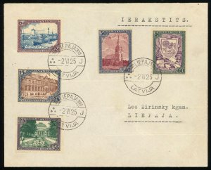 Latvia #B24-B28 Liepāja Libau Tercentenary Imperf 1925 Semi-Postal Stamps Cover