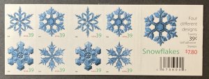 U.S. 2006 #4108b Booklet, Christmas-Snowflakes, MNH.