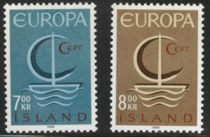 Iceland Scott 384-385 MH* 1966 Europa set