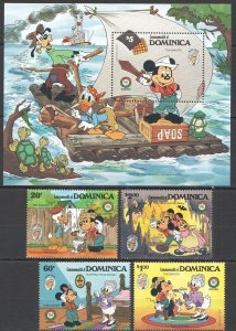 B0354 1985 Dominica Disney Mickey Mouse Tom Sawyer 1Bl+1Set Mnh