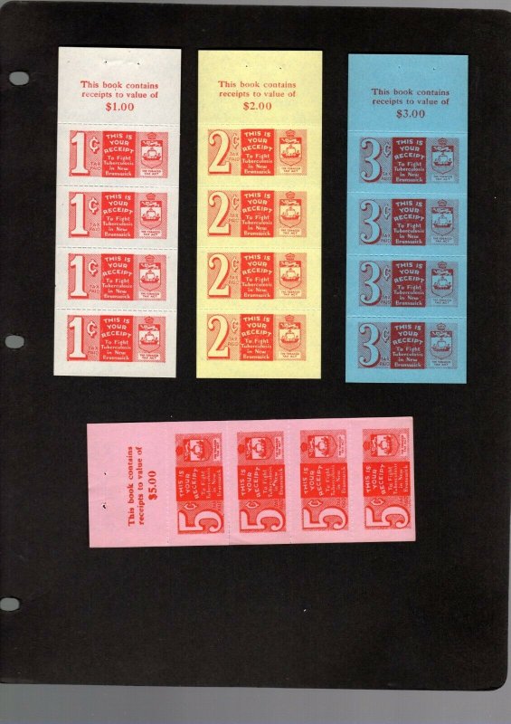 NEW BRUNSWICK 7 DIFFERENT 1 WITH ERROR MNH TOBACCO TAX COMPLETE PANES 1940-1941 