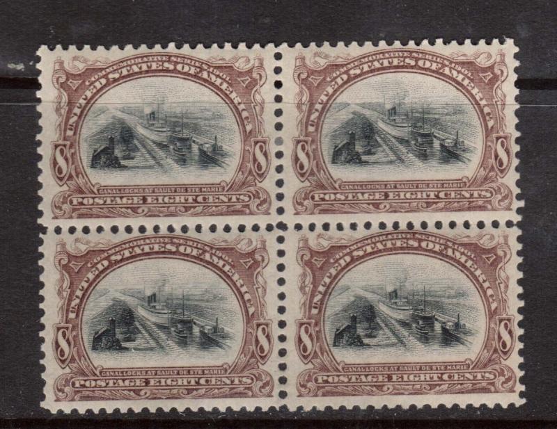 USA #298 VF Mint Block With Vignette Shift Variety