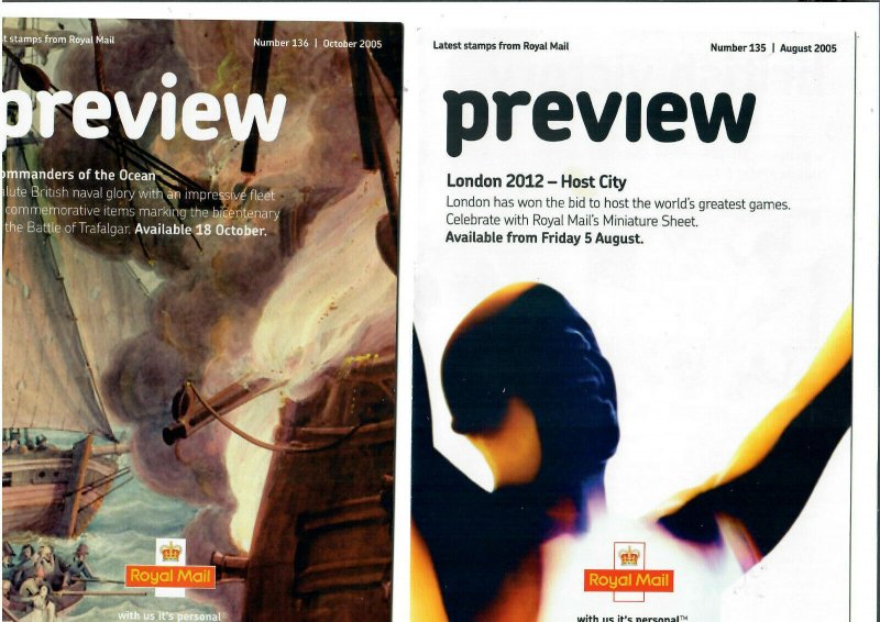 GB ROYAL MAIL PREVIEW BROCHURES NUMBERS 135 AND136