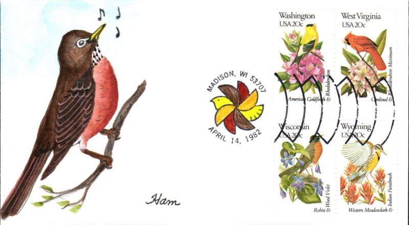#1953-2002 Birds - Flowers Ham FDC Set