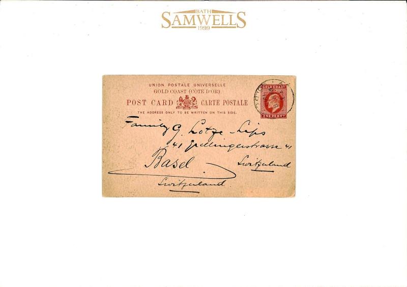 Gold Coast UPU Card *BASEL MISSION FACTORY ACCRA* 1915 {samwells-covers}W559