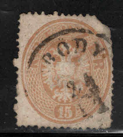 Austria Osterreich Scott 21 Used  perf 14 Used stamp clipped corner nice cancel