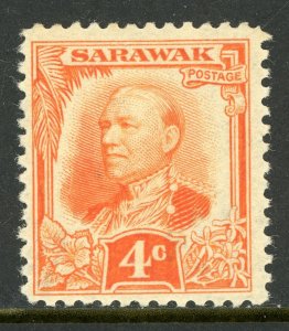 Sarawak 1938 Sir Charles Brooke 4¢ Orange Sc #97 Mint H110 ⭐⭐⭐