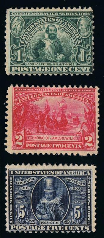 AFFORDABLE GENUINE SCOTT #328 #329 #330 FINE MINT OG H SET JAMESTOWN EXPOSITION