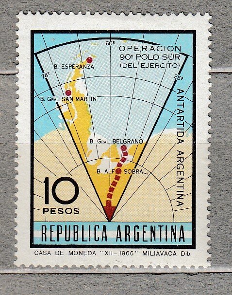 ARGENTINA 1966 Antarctic Station Map MH(*) #HS303