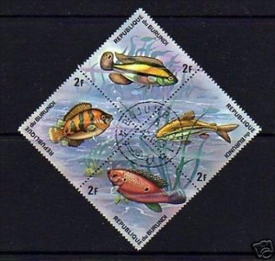BURUNDI - 1974 - FISH - TROPICAL FISH - CTO - NH  BLOCK