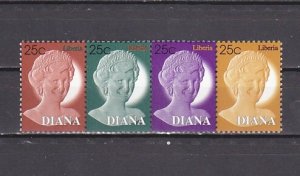 Liberia, 1998 issue. Diana Sculpture strip of 4. ^