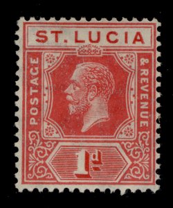 ST. LUCIA GV SG92, 1d rose-carmine, NH MINT. Cat £16.