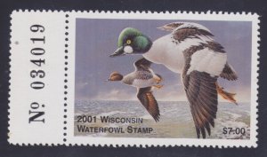 State Hunting/Fishing Revenues: WI - 2001 Duck Stamp  WI-24 - MNH