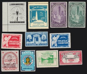 US Vintage Mix lot of Philatelic Exposition Cinderella Stamps Lot of 11 (L846)