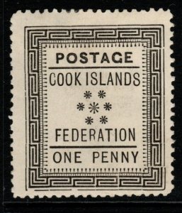 COOK ISLANDS SG1 1892 1d BLACK MTD MINT