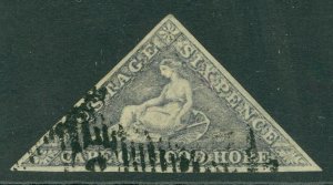 SG 7d Cape of good hope 1855-63. 6d slate purple/blued paper. Fine used, full...