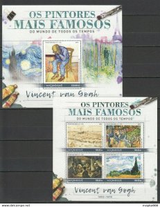 2016 Mozambique Art Famous Painters Vincent Van Gogh 1Kb+1Bl ** St2651