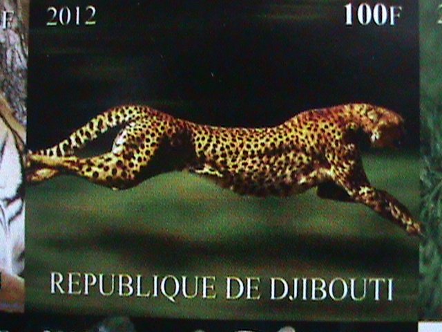 ​DJIBOUTI-2012-WORLD FAMOUS ENDANGERED ANIMALS MNH IMPERF SHEET-VERY FINE