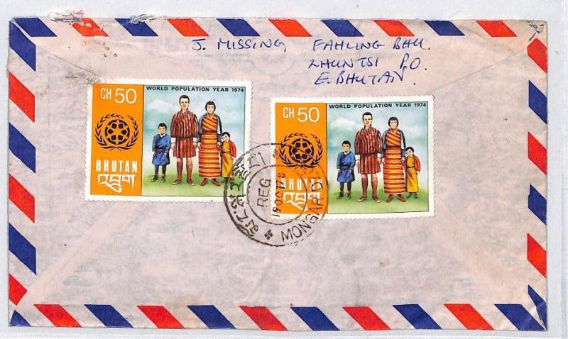 BQ16 Airmail Covers 1978 BHUTAN *Monger Dzong* Registered Franking Both Sides