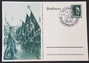 GERMANY THIRD 3rd REICH ORIGINAL POSTAL CARD NÜRNBERG RALLY 1937 SPECIAL CANCEL