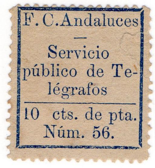 (I.B) Spain Telegraphs : Andalucia 10c Dark Blue (1886)