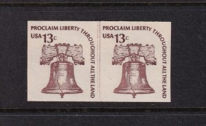 1975 Liberty Bell Sc 16925a 13c MNH EFO imperforate line pair