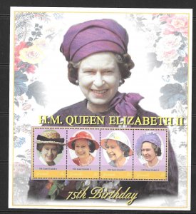 GRENADA SG4441a 2001 75th BIRTHDAY OF QUEEN ELIZABETH MNH