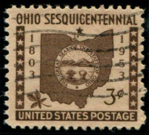 1018 US 3c Ohio Statehood, used cv $.20