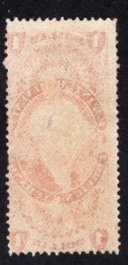 US 1862 $1 red Foreign Exchange Revenue, Scott R68c used, value = 75c