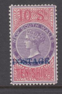 New South Wales Sc 108B MOG 1884 10sh mauve & claret Queen Victoria, white paper