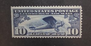 US Scott C10 1927 Charles Lindbergh Stamp Airmail MINT MH OG Unused T17066