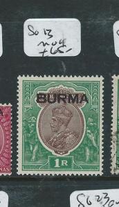 BURMA (P0308B1) ON INDIA KGV 1 R SG 13    MOG 