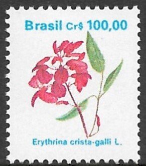 BRAZIL 1989-93 100cr Flowers Series Sc 2266 MNH