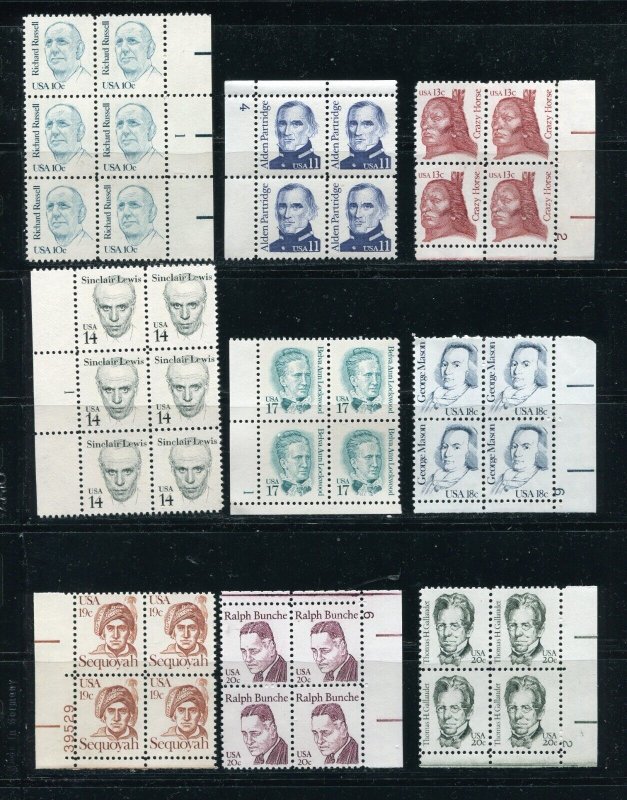 Great Americans SC# 1844 -1869 26 Stamp Plate Block Set - MNH 1980-1985 Issue