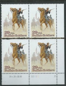 US#2818  29c Buffalo Soldiers Plate Block  (MNH) CV $2.50