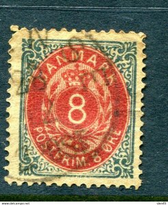 Denmark 1875/9  8 ore value Thick Normal frame  FA 31 v4 Used Cv 1500kr   11709