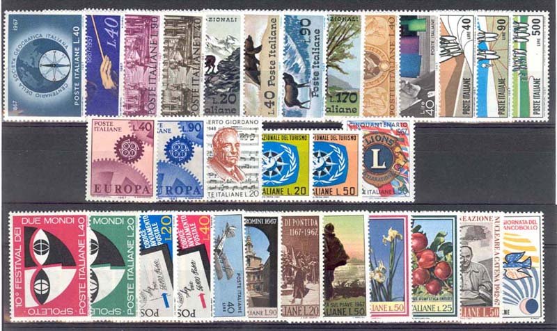 1967 - ITALY - Complete year - SC# 947 and others - MNH **