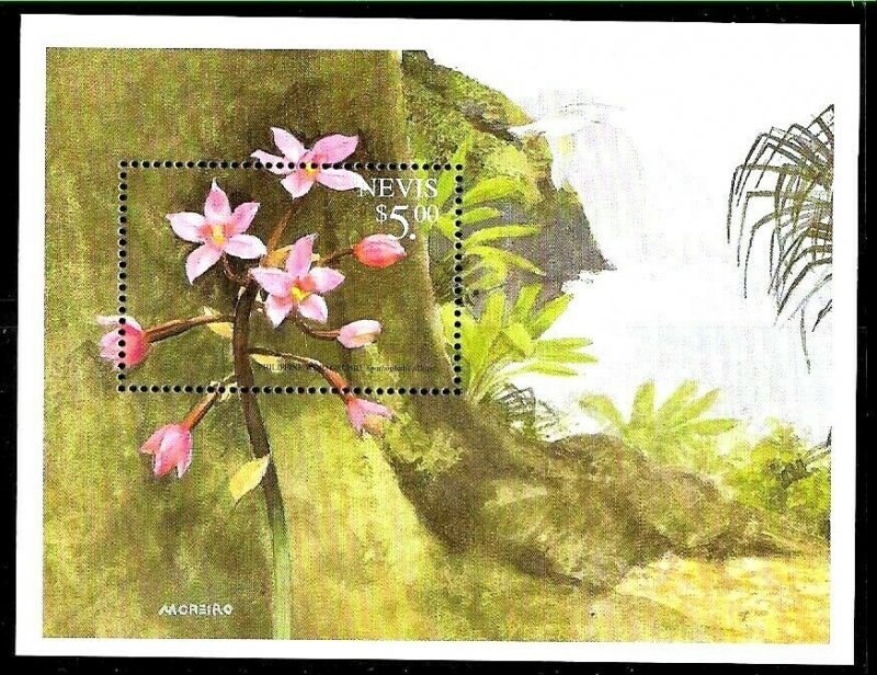 #8168 NEVIS 1999 FLOWERS ORCHIDS FLORA S/SHEET YV BL 175 MNH