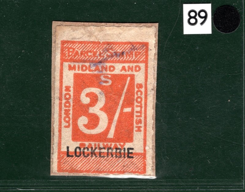 GB Scotland LM&SR RAILWAY Parcel Stamp 3s *LOCKERBIE* STATION Overprint WHB89