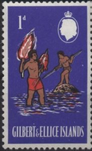 Gilbert & Ellice 90 (mnh) 1p islanders torch fishing (1965)