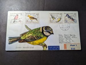 1960 Registered Czechoslovakia Hand Painted Airmail Cover Pisek to IA USA