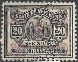 New York State 20¢ Stock Transfer (used)