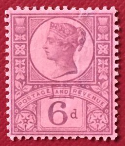 Nice Spacefiller GB 1887 QV Jubilee Issue 6d MH back thinning SG#208 GB4738