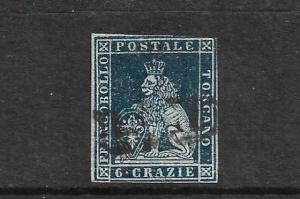 TUSCANY 1851-52  6c INDIGO  LION  FU  Sc 7b  SG 16 