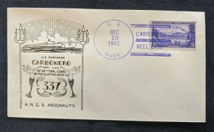 1943 USS Carbonero Keel Laid US Navy Submarine Naval Cover Electric Boat Co