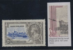 Basutoland, SG 12f, MNH Diagonal Line by Turret variety