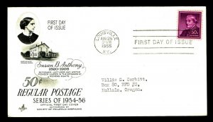 1955 US #1051 Susan B. Anthony First Day Cover Louisville, KY - CV$6.00 (E#336)