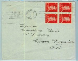 96827 - ARGENTINA - POSTAL HISTORY - Block of 4 on COVER  to ITALY, 1959   1.60$